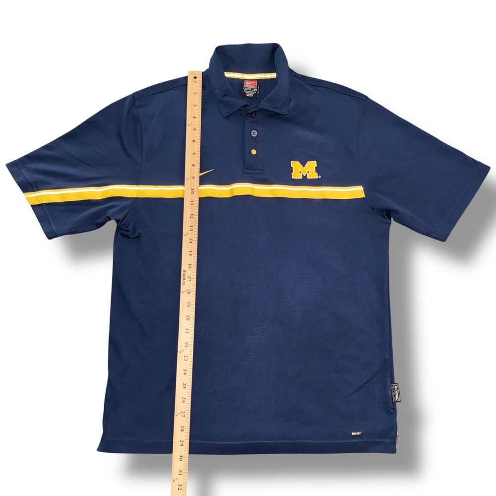 Nike Michigan Wolverines Polo Shirt Mens Large Navy Blue Dri-FIT F5BLM 11847X - Picture 2 of 10